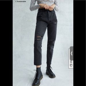 Pacsun Distressed Ultra High Waisted Slim Fit Jeans Color Black Size 26